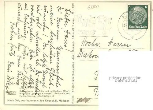 AK / Ansichtskarte Koeln_Rhein St Ursula Kirche Koeln_Rhein