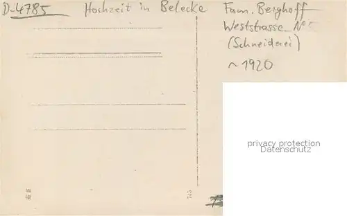 AK / Ansichtskarte Belecke Hochzeit Belecke