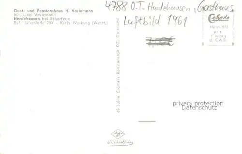 AK / Ansichtskarte Hardehausen Fliegeraufnahme Gasthaus H. Varlemann Hardehausen