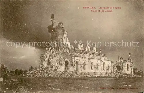 AK / Ansichtskarte Merville_59 Les ruines de l Eglise 