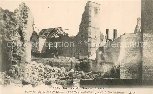 AK / Ansichtskarte Foncquevillers_62 Aspect de lEglise apres le bombardement 