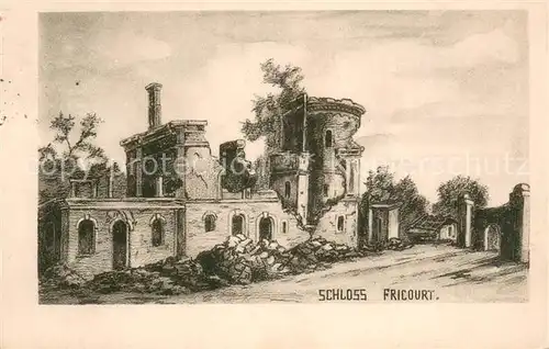 AK / Ansichtskarte Fricourt Schloss Fricourt nach Zerstoerung in WK1 Zeichnung Fricourt