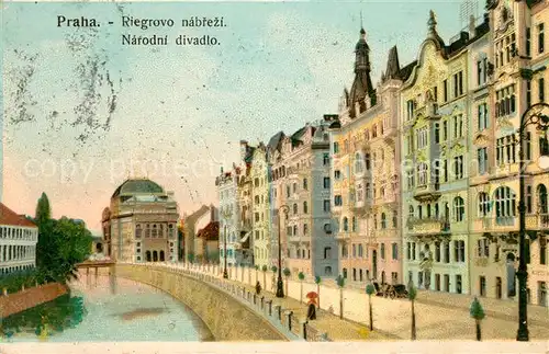 AK / Ansichtskarte Praha_Prahy_Prague Riegrovo nabrezi Narodni divadlo Praha_Prahy_Prague