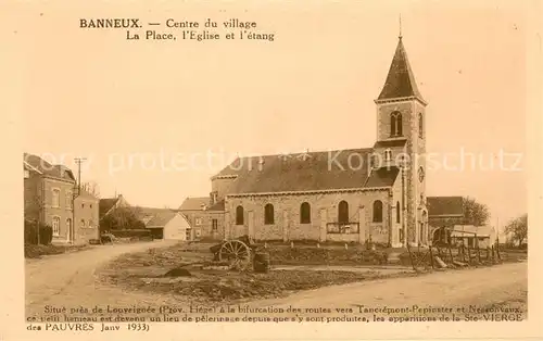AK / Ansichtskarte Banneux Centre du village La Place lEglise et l etang Banneux