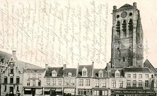 AK / Ansichtskarte Furnes_Flandre Tour de lEglise St Nicolas Grand Place Furnes_Flandre