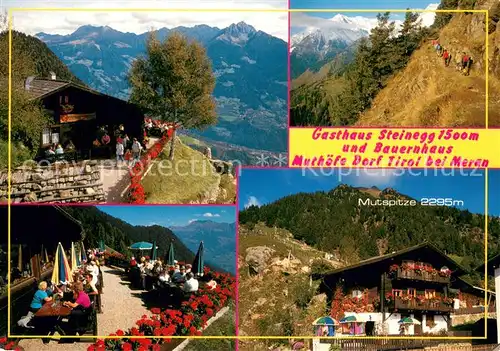 AK / Ansichtskarte Dorf_Tirol Gasthaus Steinegg und Bauernhaus Muthoefe Sonnenterrasse Fernsicht Alpenpanorama Dorf_Tirol
