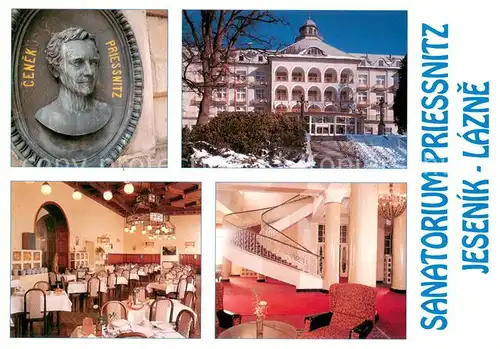 AK / Ansichtskarte Lazne_Jesenik Sanatorium Priessnitz Speisesaal Empfangshalle Bueste Lazne Jesenik