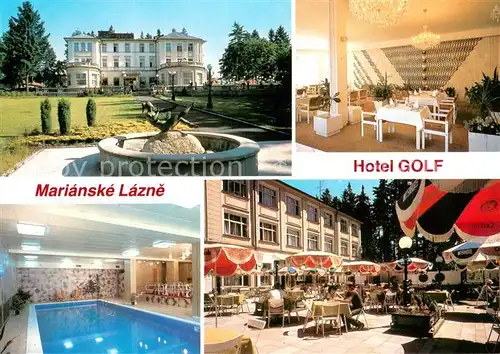 AK / Ansichtskarte Marianske_Lazne Hotel Golf Restaurant Terrasse Parkanlagen Hallenbad Marianske_Lazne