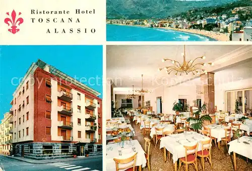 AK / Ansichtskarte Alassio Ristorante Hotel Toscana Panorama Strand Alassio