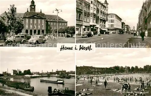 AK / Ansichtskarte Herne_Westfalen Rathaus Bahnhofstrasse Hafen Staedt Freibad Herne_Westfalen