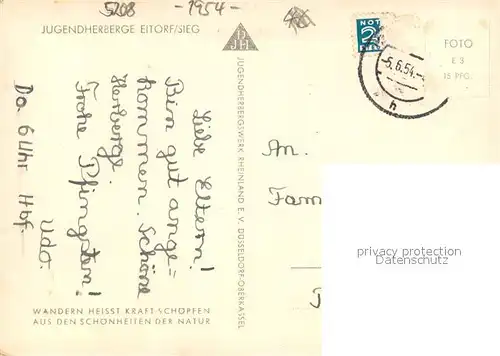 AK / Ansichtskarte Eitorf Jugendherberge Eitorf