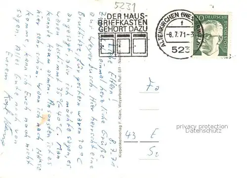 AK / Ansichtskarte Weyerbusch Strassenpartien Neubaugebiet Rathaus Kinderspielplatz Haus Daheim Jaegerklause Weyerbusch