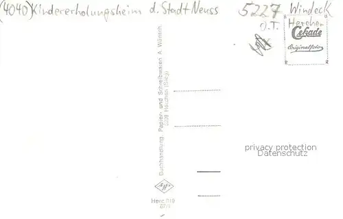 AK / Ansichtskarte Herchen Kindererholungsheim der Stadt Neuss Herchen