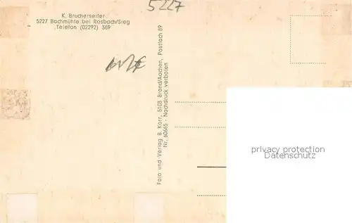 AK / Ansichtskarte Rosbach_Sieg Gasthaus Bachmuehle Gastraeume Rosbach Sieg