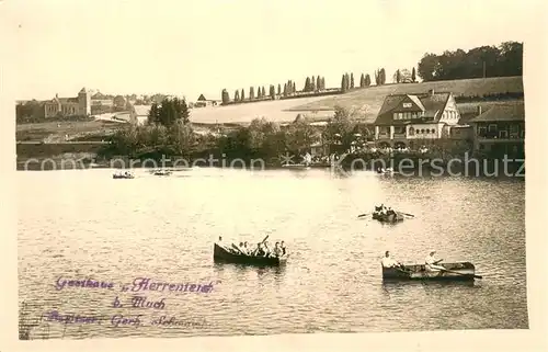 AK / Ansichtskarte Much Gasthaus Herrenteich Ruderpartie Much
