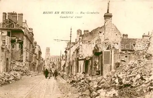 AK / Ansichtskarte Reims_51 en ruines Rue Gambetta 