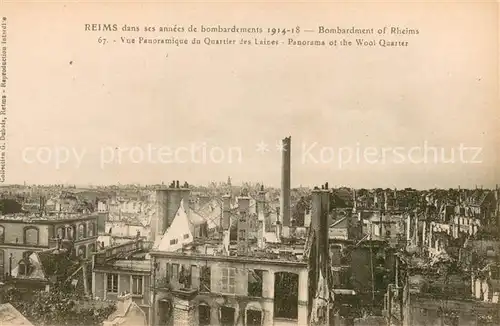 AK / Ansichtskarte Reims_51 dans ses annees de bombardements 1914 18 Vue Panoramique du Quartier des Laines 