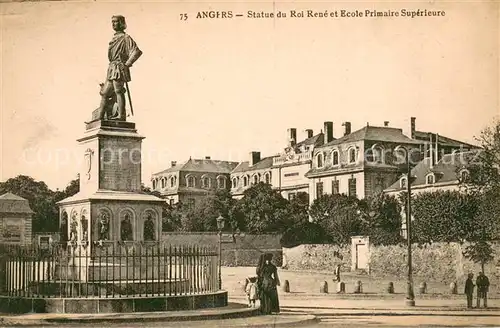 AK / Ansichtskarte Angers_49 Statue du Roi Rene etEcole Primaire Superieure 