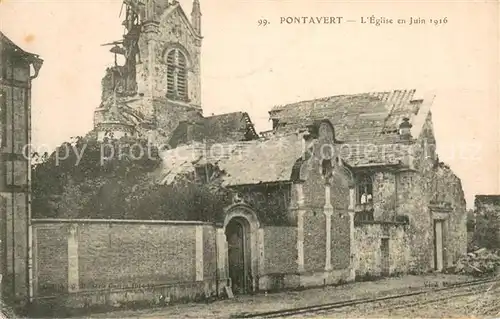 AK / Ansichtskarte Pontavert Eglise en Juin 1916 apres bombardement Pontavert