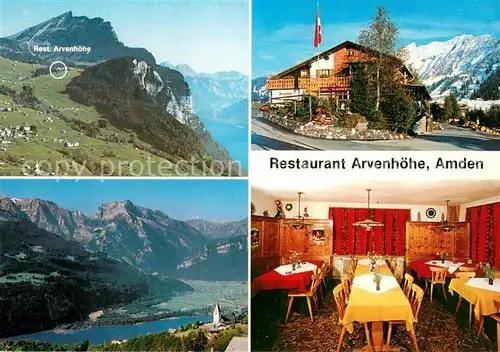 AK / Ansichtskarte Amden_SG Restaurant Arvenhoehe Panorama Walensee Alpen Amden_SG