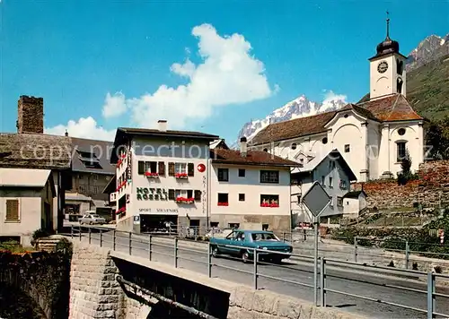 AK / Ansichtskarte Hospental Hotel Roessli Kirche Hospental