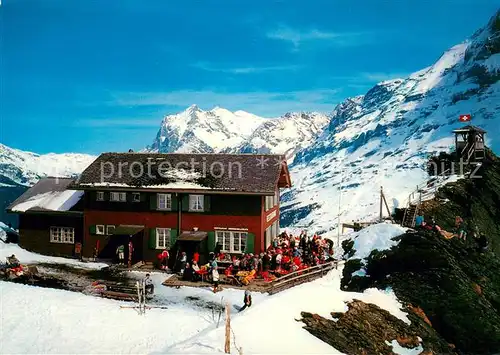 AK / Ansichtskarte Kleine_Scheidegg_Interlaken Bergrestaurant Grindelwaldblick Wetterhorn Wintersportplatz Berner Alpen Kleine_Scheidegg