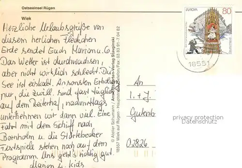 AK / Ansichtskarte Wiek_Ruegen Ostseeinsel Wiek_Ruegen