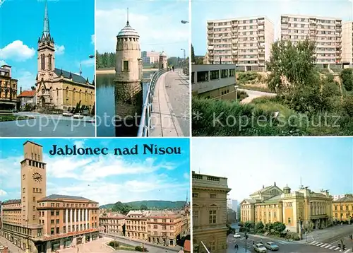 AK / Ansichtskarte Jablonec_nad_Nisou Stadtmotive Bruecke Wohnsiedlung Hochhaeuser Jablonec_nad_Nisou