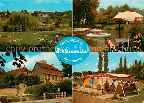 AK / Ansichtskarte Jaegersburg_Saar Campingplatz Schlossweiher Minigolf Bootsverleih Jaegersburg Saar