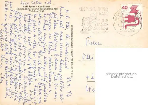 AK / Ansichtskarte Timmendorfer_Strand Cafe Konditorei Ipsen Gastraum Timmendorfer_Strand