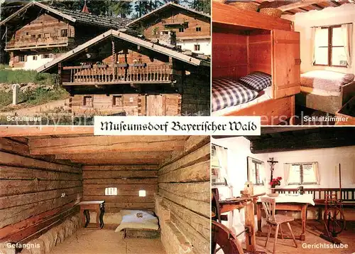 AK / Ansichtskarte Tittling Museumdorf Bayerischer Wald Schulhaus Gefaengnis Gerichtsstube Schlafzimmer Tittling