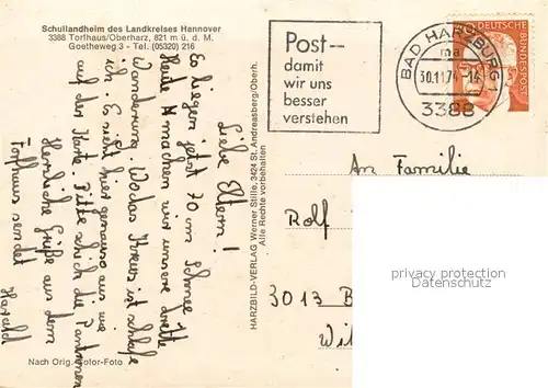 AK / Ansichtskarte Torfhaus_Harz Schullandheim des Landkreises Hannover im Winter Torfhaus Harz