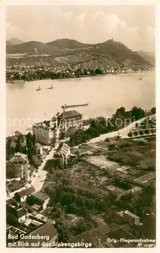 AK / Ansichtskarte Bad_Godesberg Fliegeraufnahme mit Siebengebirge Bad_Godesberg