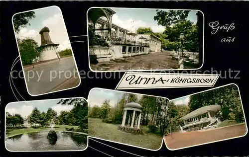 AK / Ansichtskarte Koenigsborn_Unna Kurhaus Turm Weiher Pavillon Park Koenigsborn Unna