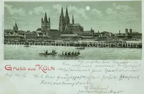 AK / Ansichtskarte Koeln_Rhein Mondscheinlitho Schiffbruecke Koeln_Rhein