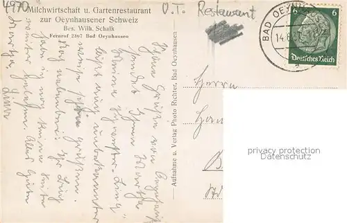 AK / Ansichtskarte Bad_Oeynhausen Milchwirtschaft und Gartenrestaurant Zur Oeynhausener Schweiz Gastzimmer und Museum Bad_Oeynhausen