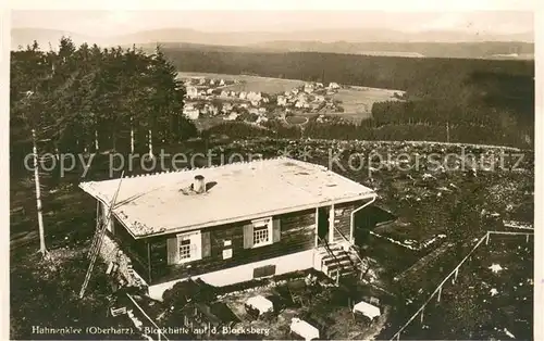 AK / Ansichtskarte Hahnenklee Bockswiese_Harz Blockhuette auf dem Blocksberg Hahnenklee Bockswiese