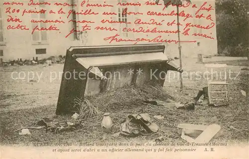 AK / Ansichtskarte Meaux_77 Guerre de 1914 Billard transporte dans le parc du chateau de Gue a Tresmes 