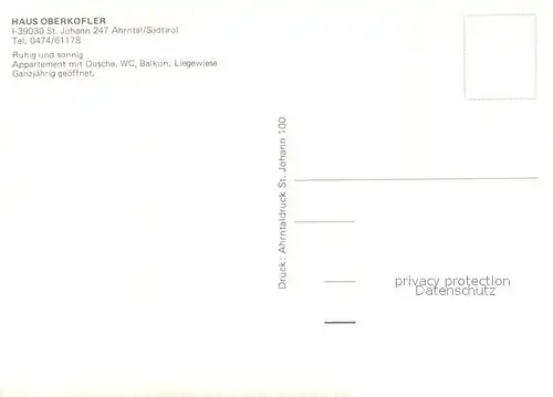 AK / Ansichtskarte St_Johann_Ahrntal Gaestehaus Pension Haus Oberkofler Panorama Ahrntal Alpen St_Johann_Ahrntal