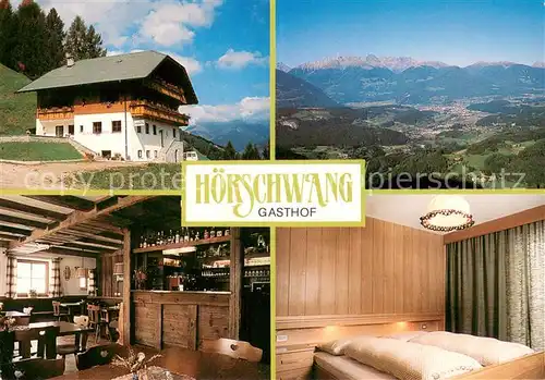 AK / Ansichtskarte St_Lorenzen_Suedtirol Gasthof Hoerschwang Gastraum Fremdenzimmer Fernsicht Alpenpanorama St_Lorenzen_Suedtirol