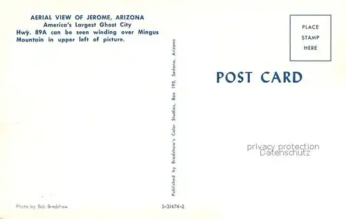 AK / Ansichtskarte Jerome_Arizona Aerial View Jerome Arizona