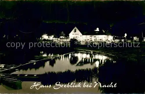 AK / Ansichtskarte Olfen_Westfalen Haus Seeblick mit Waldfreibad bei Nacht Olfen_Westfalen