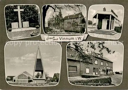 AK / Ansichtskarte Vinnum Ehrenmal Schloss Sandfort Sparkasse Kath Kirche Baeckerei Langer Vinnum