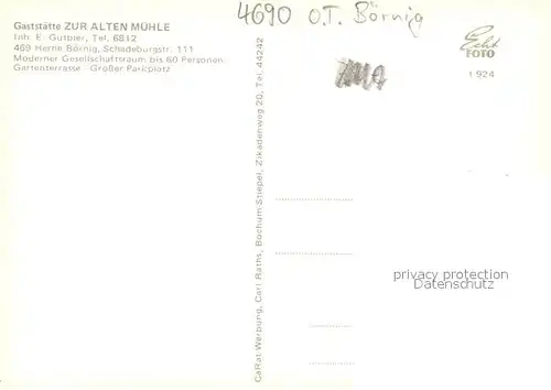 AK / Ansichtskarte Boernig_Sodingen Gaststaette Zur alten Muehle Gastraeume Bar Boernig Sodingen