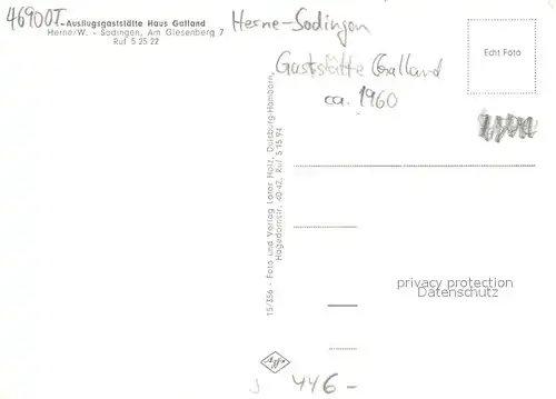 AK / Ansichtskarte Sodingen Haus Galland Gastraeume Garten Sodingen