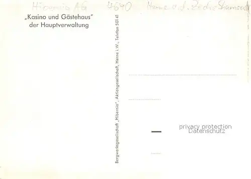 AK / Ansichtskarte Herne_Westfalen Hibernia AG Kasino und Gaestehaus der Hauptverwaltung Herne_Westfalen