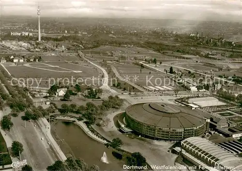 AK / Ansichtskarte Dortmund Westfalenhalle mit Fernmeldeturm Fliegeraufnahme Dortmund