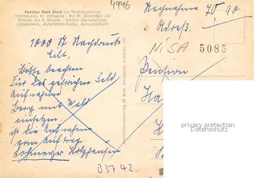 AK / Ansichtskarte Holzhausen_Luebbecke Pension Haus Stork Innen und Aussen Holzhausen Luebbecke