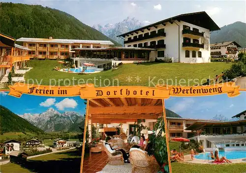 AK / Ansichtskarte Werfenweng Dorfhotel Restaurant Swimming Pool Panorama Alpen Werfenweng