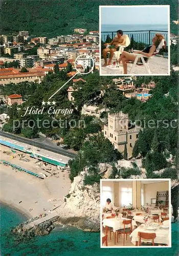 AK / Ansichtskarte Finale_Ligure Hotel Europa Terrasse Gaststube Fliegeraufnahme Finale_Ligure